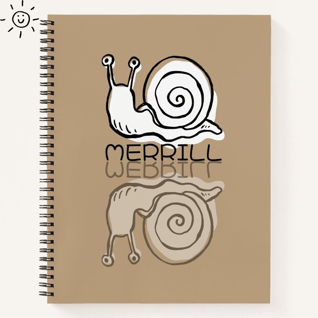 Carnet Doodle de reflet de joli escargot marron Nom perso (Créateur téléchargé)
