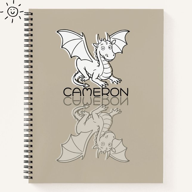 Carnet Doodle de réflexion de dragon gris doux nom person (Créateur téléchargé)