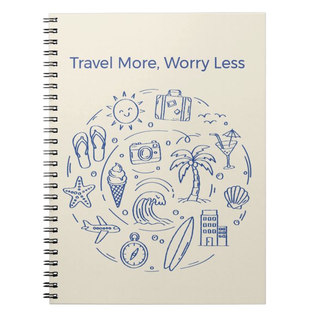Carnet Doodle de voyage d'été bleu dessiné à la main (Devant)