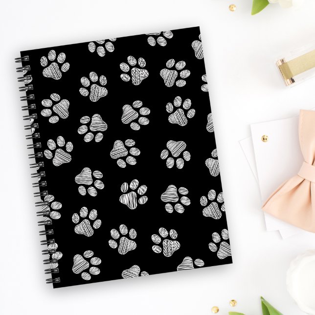 Carnet Doodle Paws, pattes de chien, pattes blanches (Créateur téléchargé)