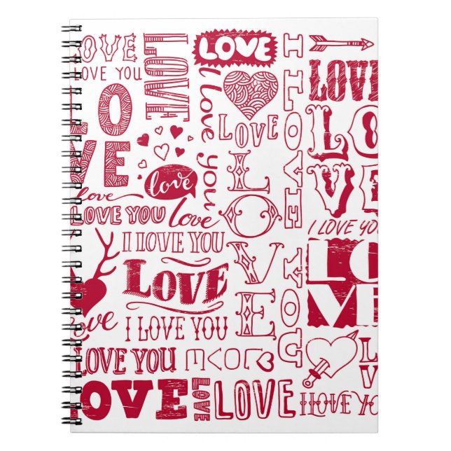 Carnet Doodles d'amour à la main, charmant motif. (Devant)