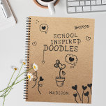Carnet Doodles inspirés de l'école Funny Girly Personnali<br><div class="desc">Doodles inspirés de l'école Funny Girly Carnet personnalisé comprend le texte "doodles inspirés de l'école" accentué d'une variété de doodles coeur girly amour sur un arrière - plan en papier kraft avec votre nom personnalisé ci-dessous. Personnalisez en modifiant le texte dans les zones de texte fournies. Conçu pour vous par...</div>
