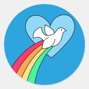 Carnet Doodles Peace & Love Sticker Rainbow Dove