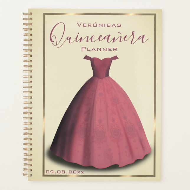 Carnet d'or du planificateur Quinceañera (Devant)