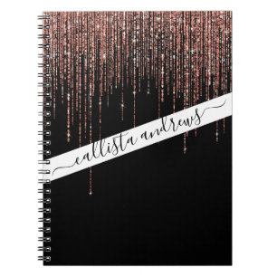 Carnet Dory Rose Noire Gold Sparkly Glitter Fringe