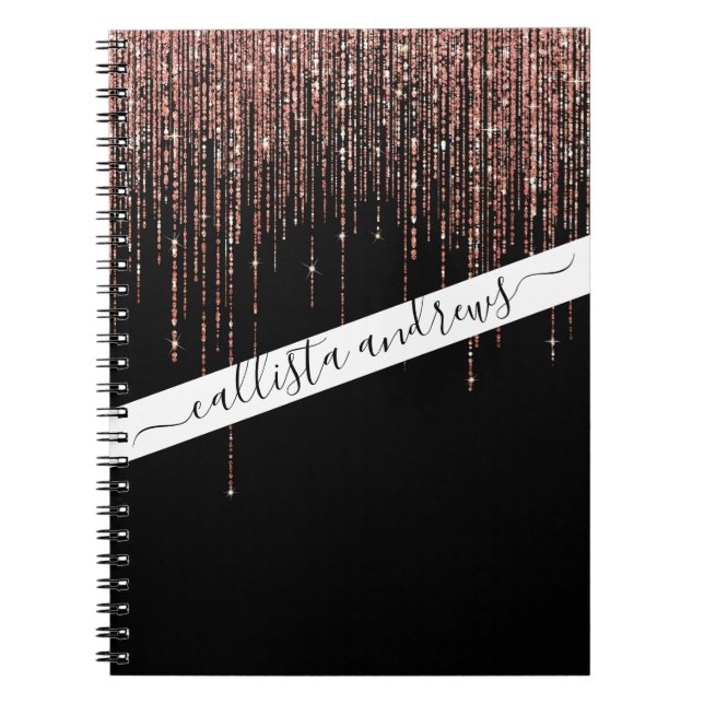 Carnet Dory Rose Noire Gold Sparkly Glitter Fringe (Devant)