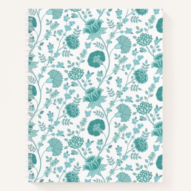 Carnet Dos de motifs floraux jacobéens sur blanc (Devant)