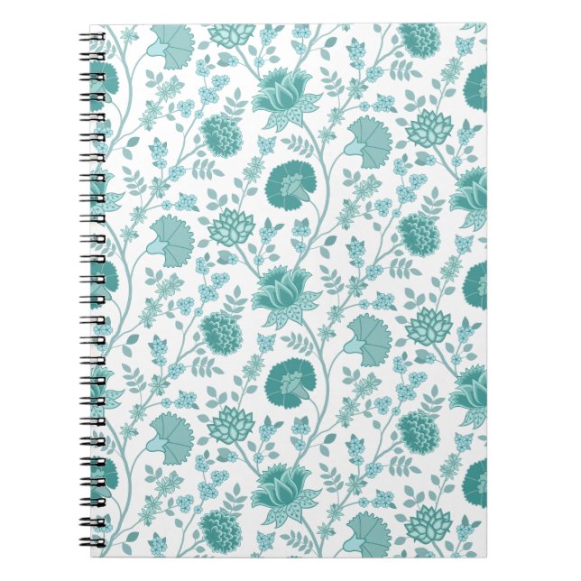 Carnet Dos de motifs floraux jacobéens sur blanc (Devant)