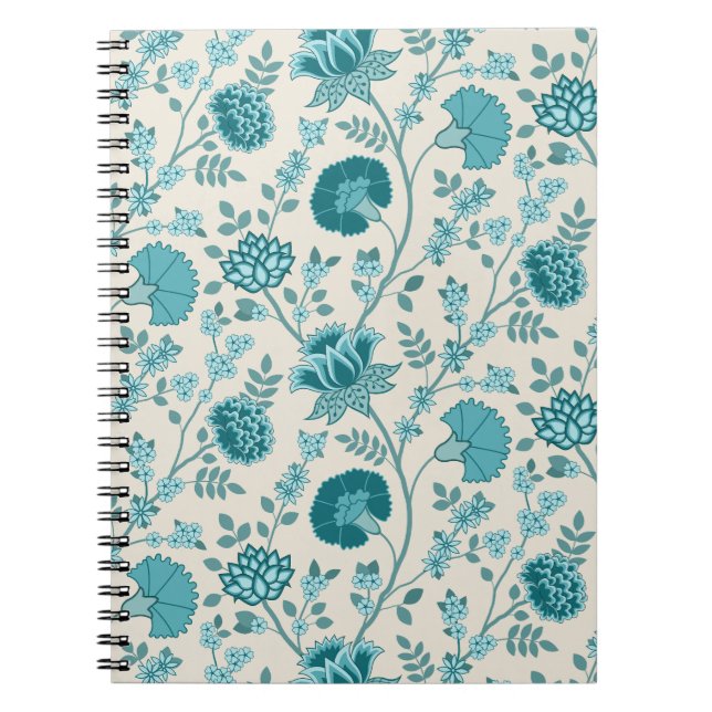 Carnet Dos de motifs floraux jacobéens sur crème (Devant)