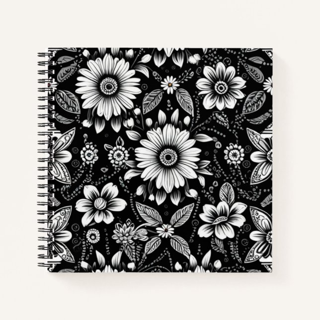 Carnet Dose de marguerite N&B  (Devant)