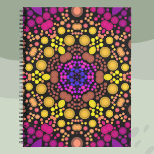 Carnet Dot Mandala Flower violet et jaune
