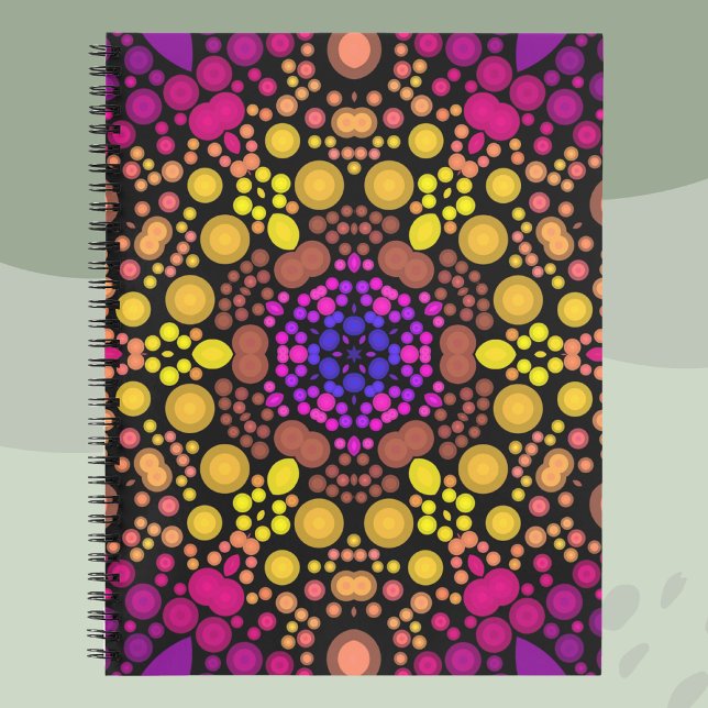 Carnet Dot Mandala Flower violet et jaune (Créateur téléchargé)