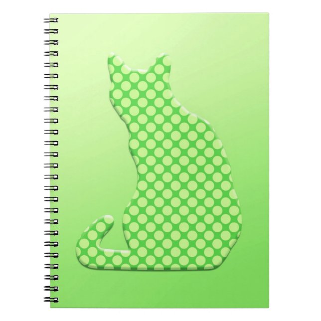 Carnet Dotty Chat - teintes vert citron (Devant)