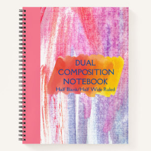 CARNET DOUBLE COMPOSITION ROSE DEMI-BLANC/LARGE ROUILLÉ