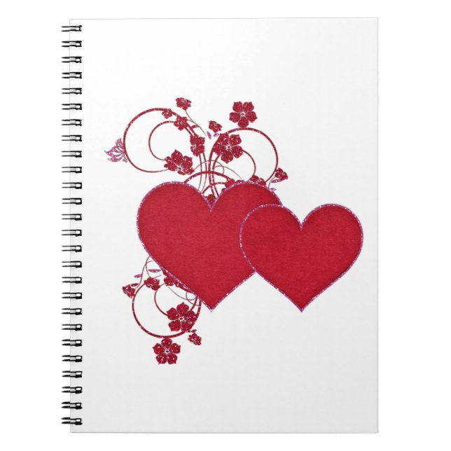 Carnet Double Red Hearts & Parties scintillant Design Sai (Devant)