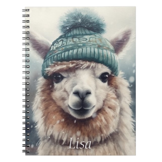 Carnet Douce Alpaca d'Hiver, personnalisé (Devant)