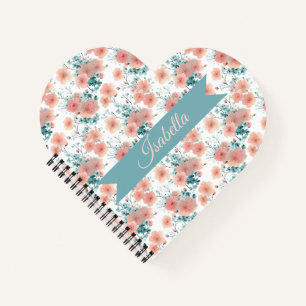 Carnet Douce Florale Rose Pâle de Printemps Personnalisée