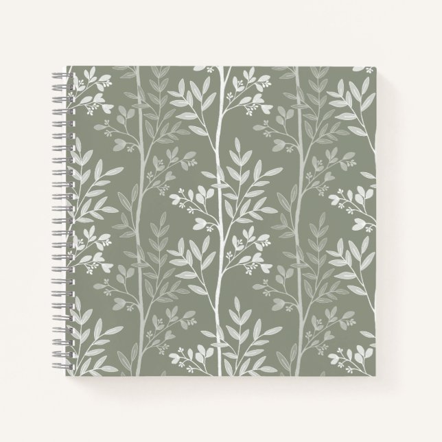 Carnet Douce silhouette botanique florale olive neutre (Devant)