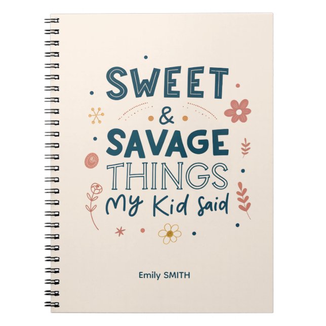 Carnet Douces et Sauvages Choses que Mon Enfant a Dites (Devant)