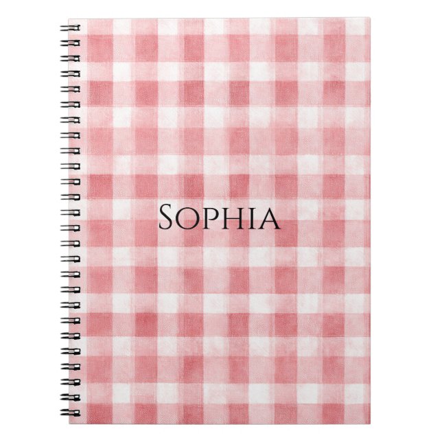 Carnet Douces Rayures à Carreaux Rose Blanc Féminin (Devant)