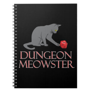 Carnet Doungeon Meowster Drôle RPG Chat avec dés