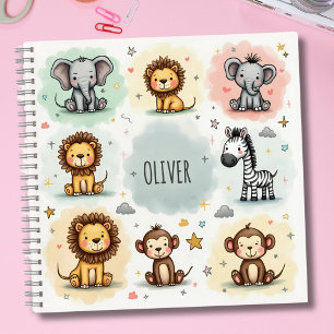 Carnet Doux gribouillages d'animaux de safari à l'aquarel