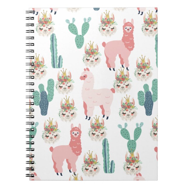 Carnet Doux Lama Rose et Cactus Vert (Devant)