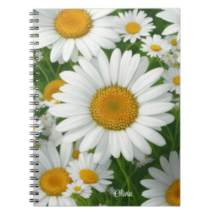 Carnet Doux marguerite motif blanc fleurie verte