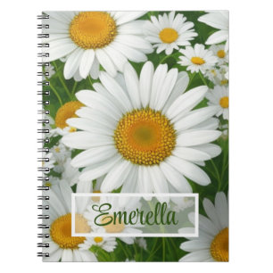 Carnet Doux marguerite motif blanc fleurie verte