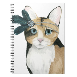 Carnet Downton Cat Bejeweled With Feathers