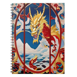 Carnet Dragon à souffle de feu Or et rouge