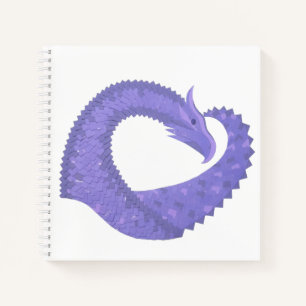 Carnet dragon au coeur de pérywinkle sur fond blanc