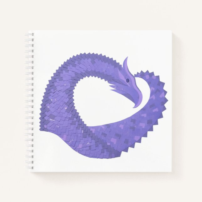 Carnet dragon au coeur de pérywinkle sur fond blanc (Devant)