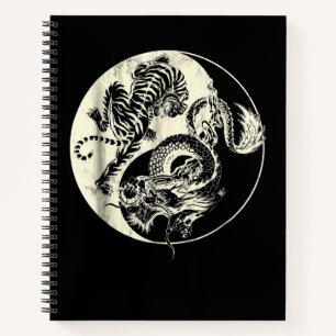 Carnet Dragon Avec Tiger Tattoo YIN Et Yang Beast Combatt
