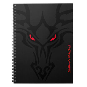 Carnet Dragon Black Dark Scary Red Glowing Eyes