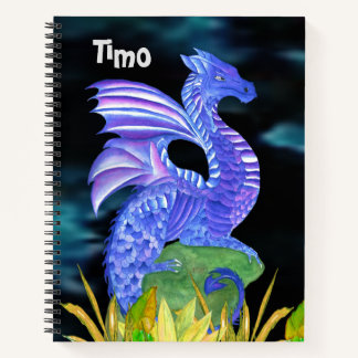 Carnet Dragon bleu personnalisé