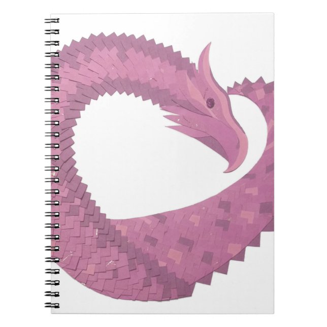 Carnet Dragon cardiaque mauve sur blanc (Devant)