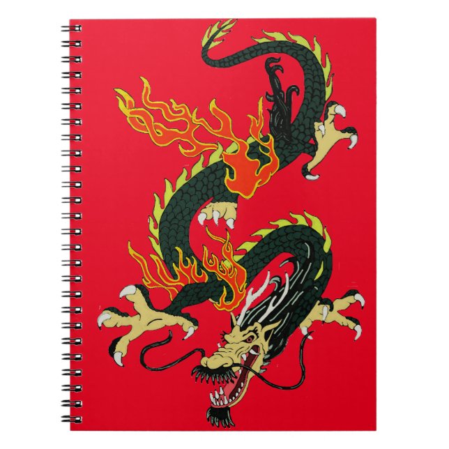 Carnet dragon chinois noir (Devant)