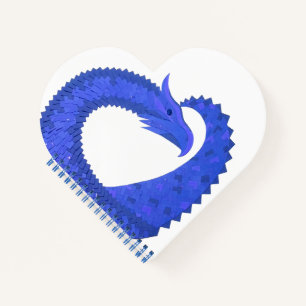Carnet Dragon de coeur bleu sur blanc