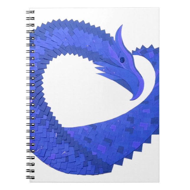 Carnet Dragon de coeur bleu sur blanc (Devant)