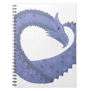 Carnet Dragon de coeur gris bleu sur blanc