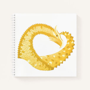 Carnet Dragon de coeur jaune sur blanc
