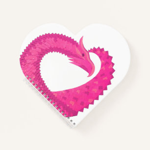 Carnet Dragon de coeur rose chaud sur blanc