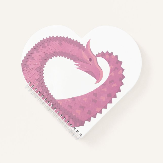 Carnet Dragon de coeur rose sur blanc (Devant)