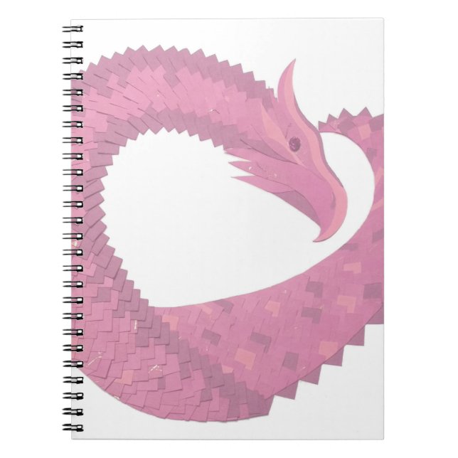Carnet Dragon de coeur rose sur blanc (Devant)