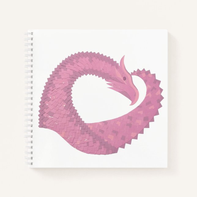 Carnet Dragon de coeur rose sur blanc (Devant)