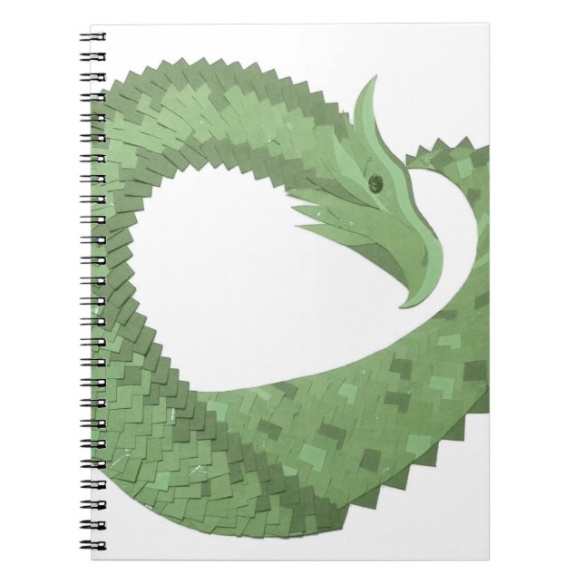 Carnet Dragon de coeur vert olive blanc (Devant)