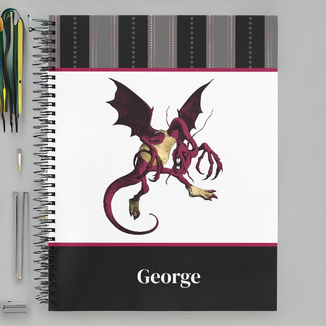 Carnet Dragon de Jabberwocky avec Monogramme et rayures n (Créateur téléchargé)