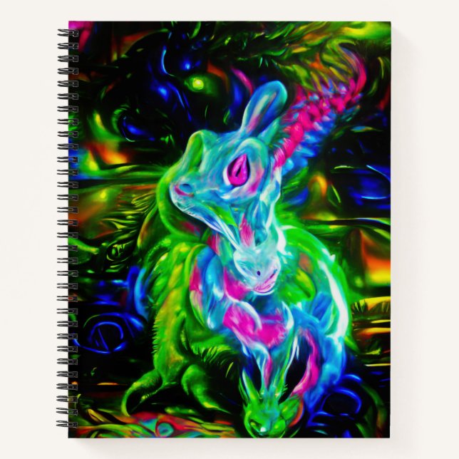 Carnet Dragon de lapin psychédélique à Neon Imaginaire (Devant)