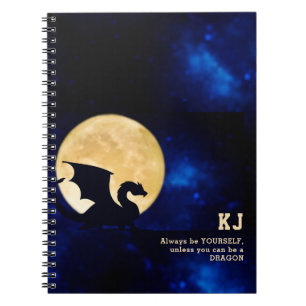 Carnet Dragon de Minuit Initiales Minimalistes Retour à l